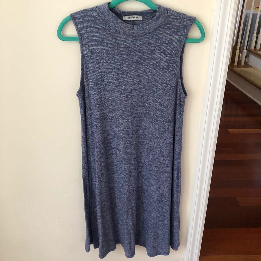 Faded Blue Wash Women’s Tank Top Flowy T-shirt Dress